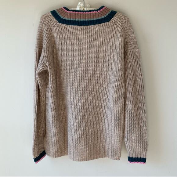 NWT Madewell Oversized Tipped Forrest V-Neck Wool Blend Sweater Tan Size XXS-S - Picture 10 of 12
